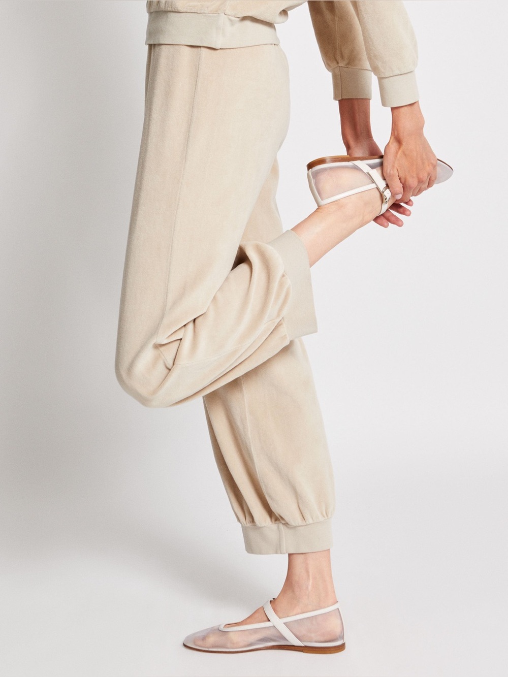 SUZIE KONDI tan velour Tosk pants